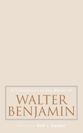 Cover: A Companion to the Works of Walter Benjamin - Camden House Inc