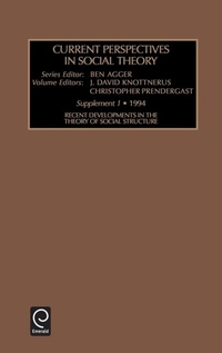 Enlarge image Cover: Recent Developments in the Theory of Social Structure - JAI Press Inc.