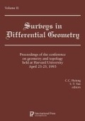 Bild: Proceedings of the Conference on Geometry and Topology held at Harvard University, April 23-25, 1993 - International Press of Boston Inc