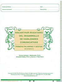 Enlarge image Cover: Macarthur Communicative Development Inventories (Cdis) Inventario I: Primeras Palabras Y Gestos (Package of 25) - Brookes Publishing Co