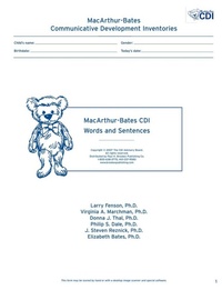 Enlarge image Cover: MacArthur Communicative Development Inventories (CDIs) - Brookes Publishing Co