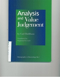 Enlarge image Cover: Analysis and Value Judgement - Pendragon Press
