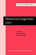 Cover: Historical Linguistics 2001 - John Benjamins Publishing Co