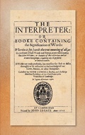 Cover: The Interpreter [1607] - The Lawbook Exchange, Ltd.