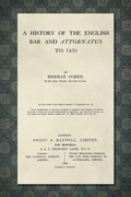 Cover: A History of the English Bar and Attornatus to 1450 [1929] - Lawbook Exchange, Ltd.