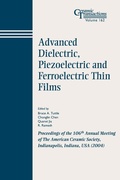 Cover: Advanced Dielectric, Piezoelectric and Ferroelectric Thin Films - Wiley