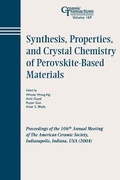 Cover: Synthesis, Properties, and Crystal Chemistry of Perovskite-Based Materials - Wiley