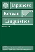 Cover: Japanese/Korean Linguistics, Volume 19 - Centre for the Study of Language & Information