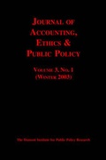 Cover: Journal of Accounting, Ethics & Public Policy Vol. 3, No. 1 (Winter 2003) - Pagefree Publishing