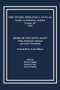 Cover: The Studia Philonica Annual, III, 1991 - Society of Biblical Literature
