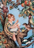 Cover: Girl Reading to Birds Greeting Card - Laughing Elephant