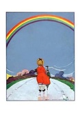 Cover: Girl Walking on Path Beneath Rainbow - Encouragement Greeting Card - Laughing Elephant