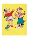 Cover: Children with Hula Hoops-Friendship Card Greeting Card - Laughing Elephant