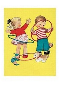 Enlarge image Cover: Children with Hula Hoops-Friendship Card Greeting Card - Laughing Elephant