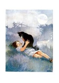 Cover: Girl Talking to Her Cat - Friendship Greeting Card - Laughing Elephant