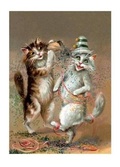 Cover: Two Cats Dancing with Confetti - Congratulations Greeting Card - Laughing Elephant