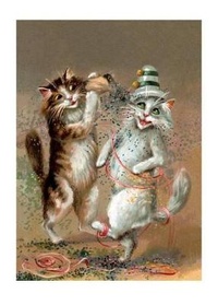 Enlarge image Cover: Two Cats Dancing with Confetti - Congratulations Greeting Card - Laughing Elephant