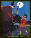 Cover: Boy Carrying Jack-O-Lantern Startled by Witch - Halloween Greeting Card - Laughing Elephant
