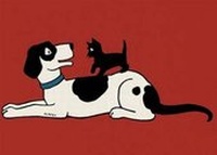 Enlarge image Cover: Cat and Dog Friendship Greeting Card - Laughing Elephant