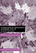 Cover: The Conditions of Democracy in Europe 1919-39 - Palgrave Macmillan