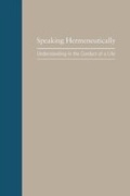 Cover: Speaking Hermeneutically - University of South Carolina Press