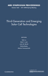 Enlarge image Cover: Third-Generation and Emerging Solar-Cell Technologies: Volume 1322 - Materials Research Society