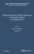 Cover: Energy Harvesting - Recent Advances in Materials, Devices and Applications: Volume 1325 - Materials Research Society