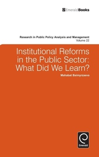 Enlarge image Cover: Institutional Reforms in the Public Sector - Emerald Group Publishing Limited