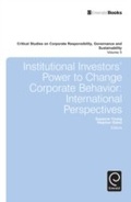 Cover: Institutional Investors' Power to Change Corporate Behavior - Emerald Publishing Limited