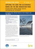 Cover: Applying the Code for Sustainable Homes on the BRE Innovation Park: Lessons Learnt About Energy Sources, Overheating and Ventilation Pt. 2 - IHS BRE Press