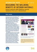 Cover: Measuring the Wellbeing Benefits of Interior Materials : Research Programme WISER (Wellbeing: Improving Satisfaction of End Users in Refurbishment - IHS BRE Press