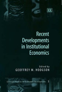 Enlarge image Cover: Recent Developments in Institutional Economics - Edward Elgar Publishing