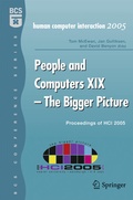 Cover: People and Computers XIX - The Bigger Picture - Springer