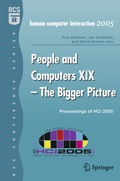 Cover: People and Computers XIX - The Bigger Picture - Springer