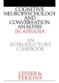 Cover: Cognitive Neuropsychology and and Conversion Analysis in Aphasia - An Introductory Casebook - Wiley