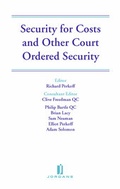 Cover: Security for Costs and Other Court Ordered Security - Jordan Publishing