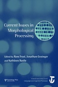 Cover: Current Issues in Morphological Processing - Psychology Press Ltd