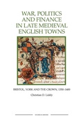 Cover: War, Politics and Finance in Late Medieval English Towns - Boydell Press