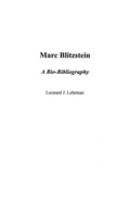 Cover: Marc Blitzstein - Praeger Publishers Inc