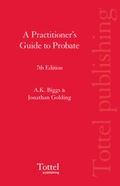 Cover: A Practitioner's Guide to Probate - Tottel Publishing