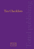 Cover: Tax Checklists - Tottel Publishing
