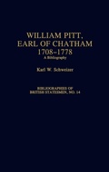 Cover: William Pitt, Earl of Chatham, 1708-1778 - Greenwood Press
