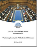 Cover: Report on the Preliminary Inquiry into Public Sector Efficiencies - Stationery Office, Belfast