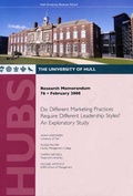 Cover: Do Different Marketing Practices Require Different Leadership Styles? - University of Hull, Business School (HUBS)