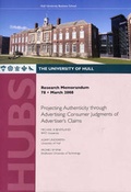 Cover: Projecting Authenticity Through Advertising - University of Hull, Business School (HUBS)