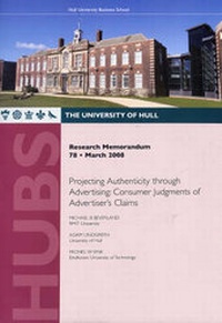 Enlarge image Cover: Projecting Authenticity Through Advertising - University of Hull, Business School (HUBS)