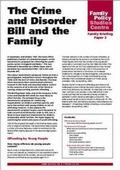 Cover: The Crime and Disorder Bill and the Family - Family Policy Studies Centre