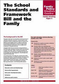 Enlarge image Cover: The School Standards and Framework Bill and the Family - Family Policy Studies Centre