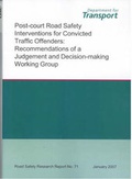 Cover: Post-court Road Safety Interventions for Convicted Traffic Offenders - Department For Transport