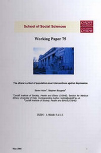 Enlarge image Cover: The Ethical Context of Population - Level Interventions Against Depression - Cardiff University School of Social Sciences